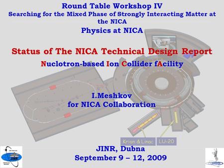 1 Status of The NICA Technical Design Report Nuclotron-based Ion Collider fAcility I.Meshkov for NICA Collaboration Round Table Workshop IV Searching for.