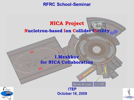 1 ITEP October 16, 2009 NICA Project Nuclotron-based Ion Collider fAcility I.Meshkov for NICA Collaboration RFRC School-Seminar.