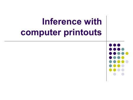 Inference with computer printouts. Coefficie nts Standard Errort StatP-value Lower 95% Upper 95% Intercept-42.409132.95436-1.28690.234113-118.40233.5838.