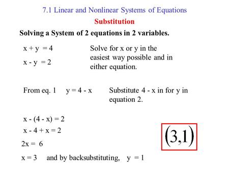 7.1 Linear and Nonlinear Systems of Equations