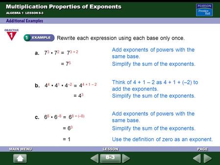 Multiplication Properties of Exponents