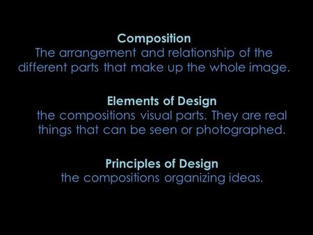 the compositions organizing ideas.