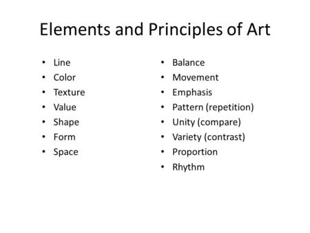 Elements and Principles of Art