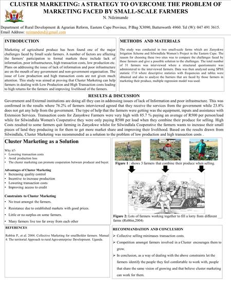 Cluster Marketing as a Solution Why it?- Lowering transaction costs Avoid production loss The cluster marketing can promote cooperation between producer.