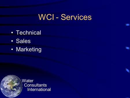 Water Consultants International WCI - Services Technical Sales Marketing.