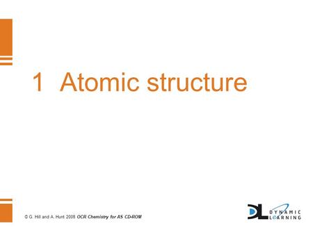 © G. Hill and A. Hunt 2008 OCR Chemistry for AS CD-ROM 1 Atomic structure.