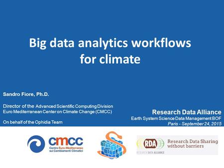 Big data analytics workflows for climate