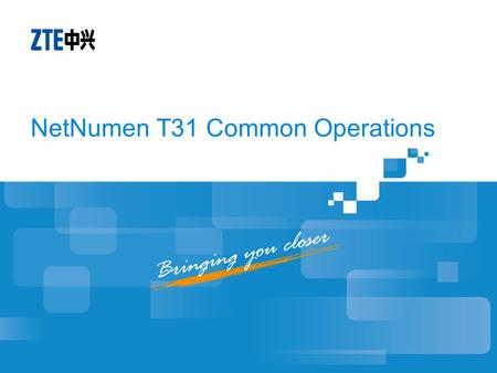 NetNumen T31 Common Operations. Objectives Master Basic Configurations of T31 Master Common Operations of T31.