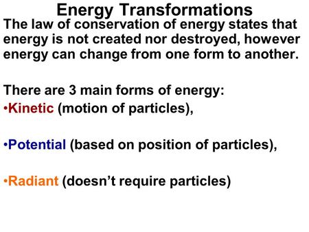 Energy Transformations