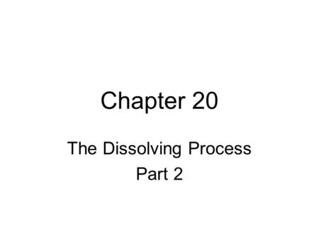 Chapter 20 The Dissolving Process Part 2. Rate of Solution I want to dissolve a block of sugar as quickly as possible. What should I do?