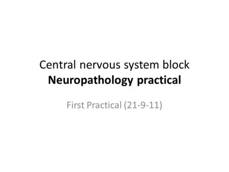 Central nervous system block Neuropathology practical