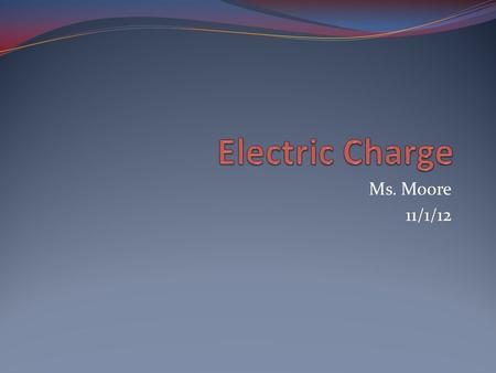 Ms. Moore 11/1/12. Positive and Negative Charge Why does walking across a carpeted floor and then touching something sometimes result in a shock?  electric.