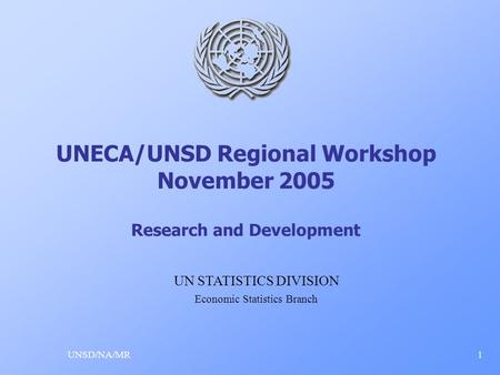 UNECA/UNSD Regional Workshop November 2005 Research and Development UNSD/NA/MR1 UN STATISTICS DIVISION Economic Statistics Branch.