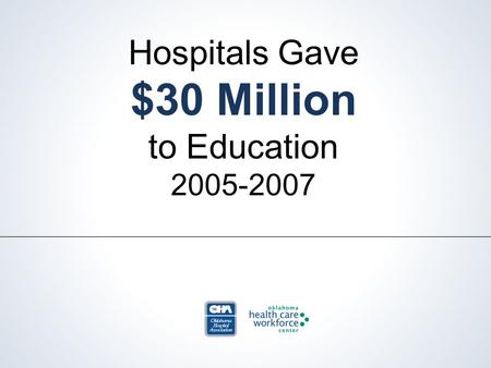 Hospitals Gave $30 Million to Education 2005-2007.