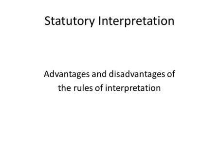 Statutory Interpretation