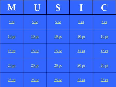 10 pt 15 pt 20 pt 25 pt 5 pt 10 pt 15 pt 20 pt 25 pt 5 pt 10 pt 15 pt 20 pt 25 pt 5 pt 10 pt 15 pt 20 pt 25 pt 5 pt 10 pt 15 pt 20 pt 25 pt 5 pt M USIC.