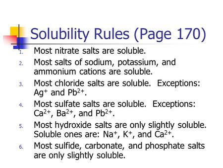 Solubility Rules (Page 170)