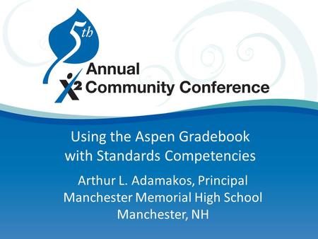 Using the Aspen Gradebook with Standards Competencies Arthur L. Adamakos, Principal Manchester Memorial High School Manchester, NH.