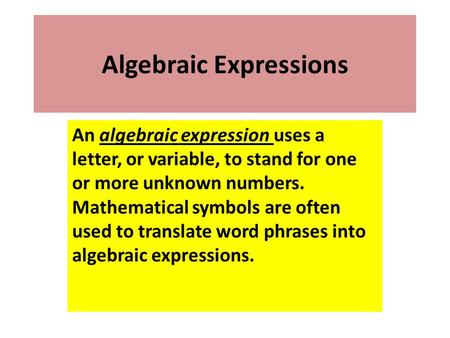 Algebraic Expressions