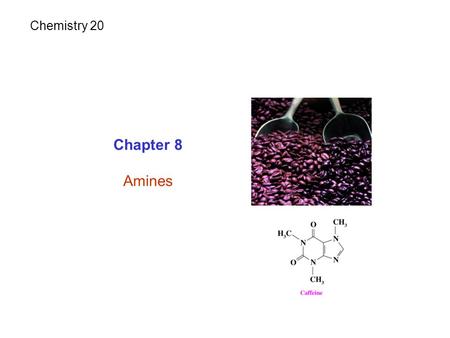 Chapter 8 Amines Chemistry 20. Amines: Are derivatives of ammonia NH 3. Contain N attached to one or more alkyl (Aliphatic amine) or aromatic groups (Aromatic.