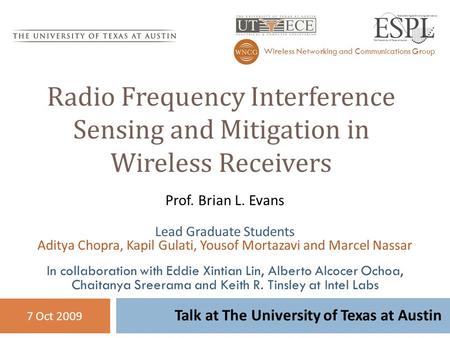 Talk at The University of Texas at Austin