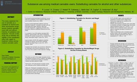 Zach Walsh University of British Columbia This study examined the use of cannabis as a substitute for alcohol and other psychoactive.