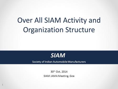 Over All SIAM Activity and Organization Structure