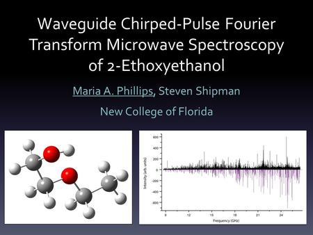 Waveguide Chirped-Pulse Fourier Transform Microwave Spectroscopy of 2-Ethoxyethanol Maria A. Phillips, Steven Shipman New College of Florida.