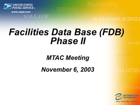 Facilities Data Base (FDB) Phase II MTAC Meeting November 6, 2003.