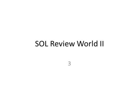 SOL Review World II 3. 1. All of the following are impacts of the Industrial revolution EXCEPT: A.) Population increase B.) Urbanization C.) Environmental.