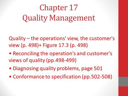 Chapter 17 Quality Management