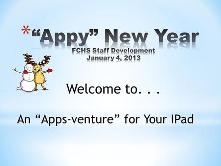 Welcome to... An “Apps-venture” for Your IPad. Review IPad Tips & Tricks Share Ways You Currently Use Apps IYC Explore New Apps to Use IYC.