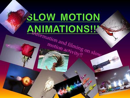 Information and filming on slow motion activity!!.