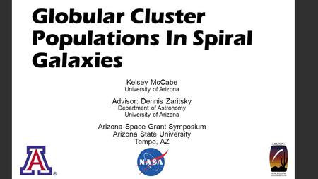 Globular Cluster Populations In Spiral Galaxies Kelsey McCabe University of Arizona Advisor: Dennis Zaritsky Department of Astronomy University of Arizona.