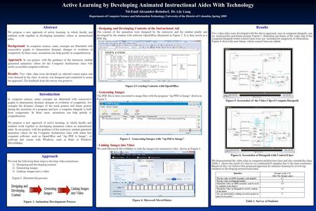 Active Learning by Developing Animated Instructional Aides With Technology Nii-Emil Alexander-Reindorf, Dr. Lily Liang Department of Computer Science and.