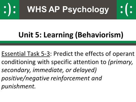 Unit 5: Learning (Behaviorism)