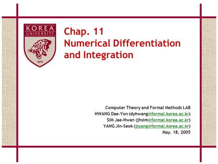 Chap. 11 Numerical Differentiation and Integration