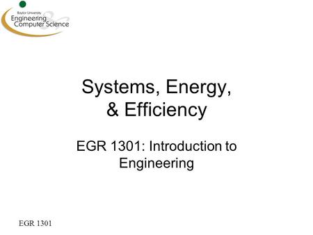 Systems, Energy, & Efficiency