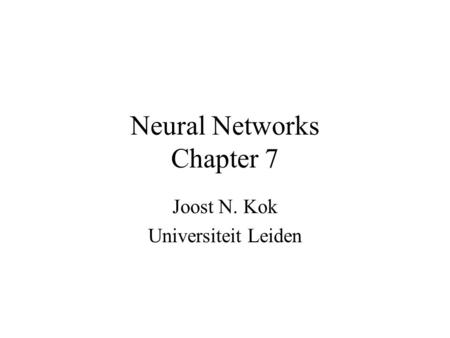 Neural Networks Chapter 7