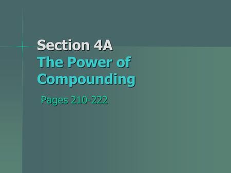 Section 4A The Power of Compounding Pages 210-222.