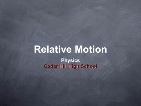 Relative Motion Physics Cedar Hill High School. Galileo’s Dictum.