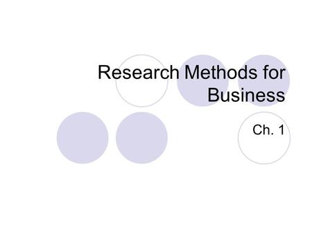 Research Methods for Business