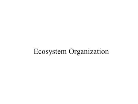 Ecosystem Organization