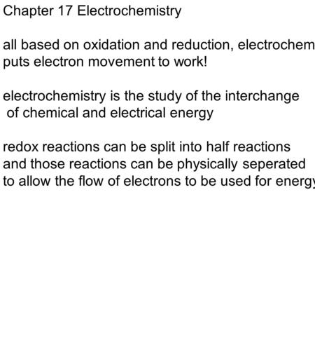 Chapter 17 Electrochemistry