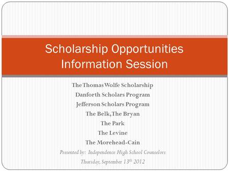 Scholarship Opportunities Information Session