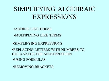 SIMPLIFYING ALGEBRAIC EXPRESSIONS