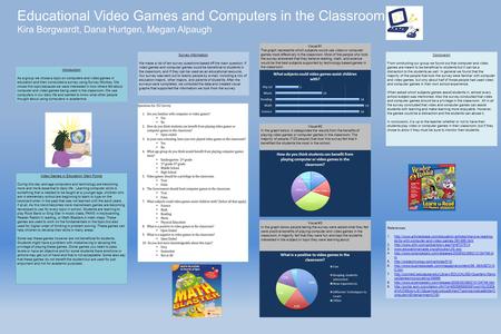 Educational Video Games and Computers in the Classroom Kira Borgwardt, Dana Hurtgen, Megan Alpaugh Survey Information We made a list of ten survey questions.