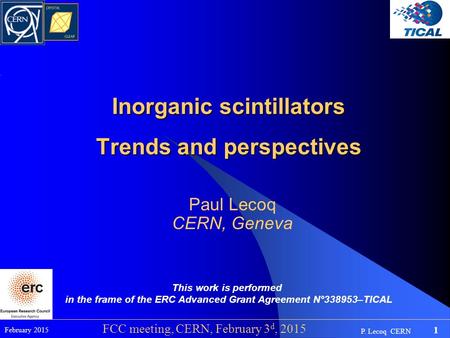 Inorganic scintillators Trends and perspectives