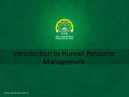 Introduction to Human Resource Management