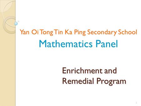 Enrichment and Remedial Program